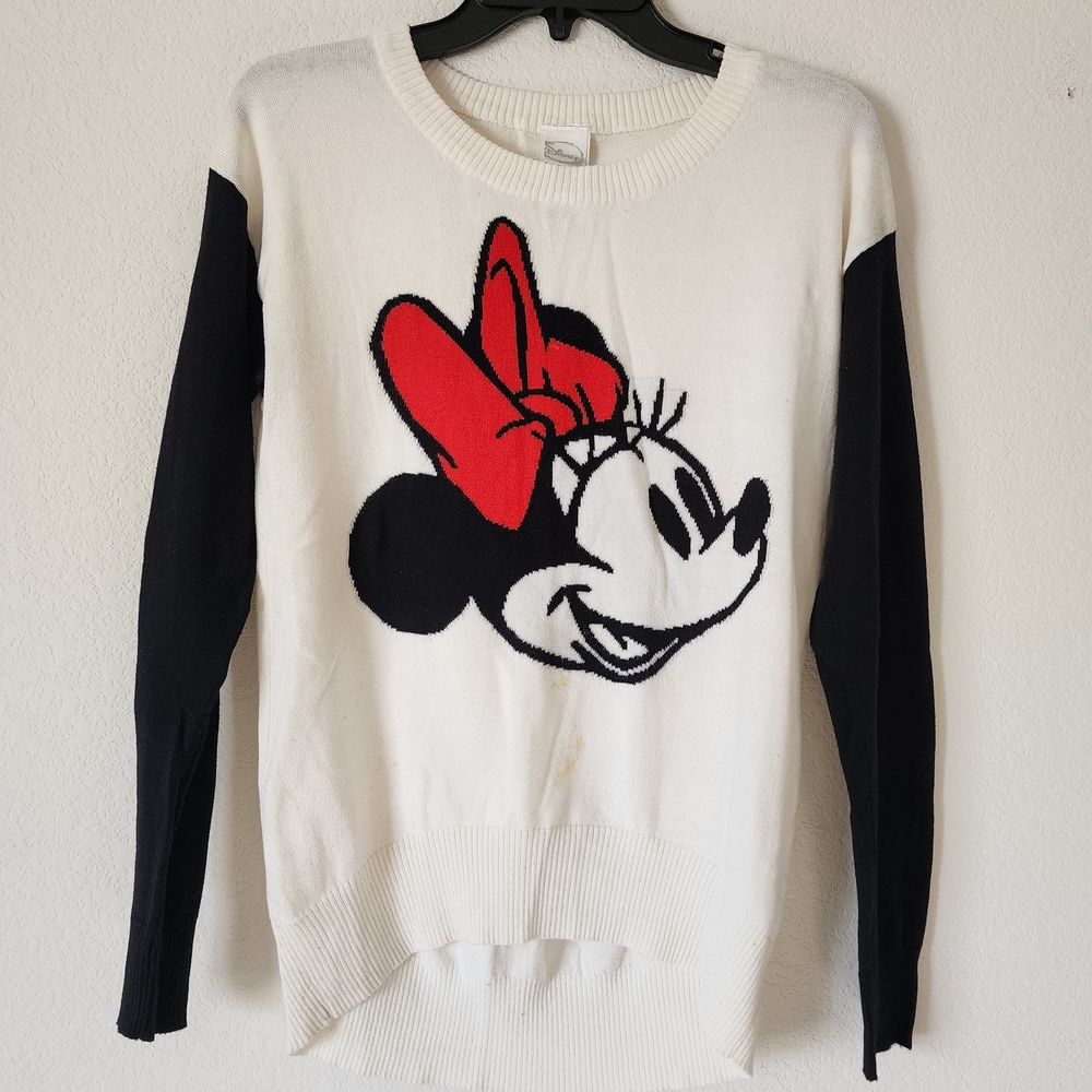 Disney Cream and Red Cartoon Long Sleeve Medium Juniors